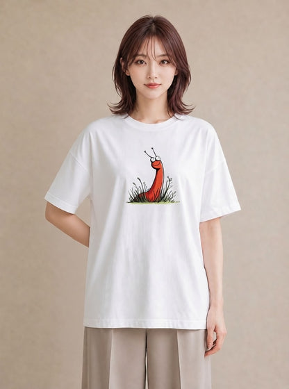 Tシャツ レディース チンアナゴ 海の生き物 海 イラスト カフェコーデ 20代 カジュアルコーデ 白T