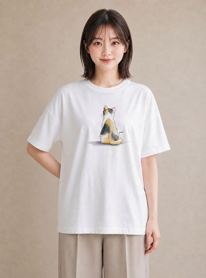 グラフィックTシャツ レディース アビシニアン 猫 ねこ イラスト 可愛い ルームウェア ギフト 白T