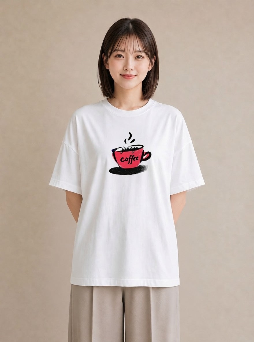 半袖Tシャツ レディース カフェ カフェロゴ ロゴ イラスト カジュアル 女子会 お揃い 白T