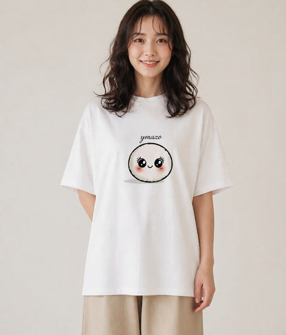 Tシャツ レディース おにぎり 食べ物 フード イラスト きれいめカジュアル 友達ギフト 部屋着 白T