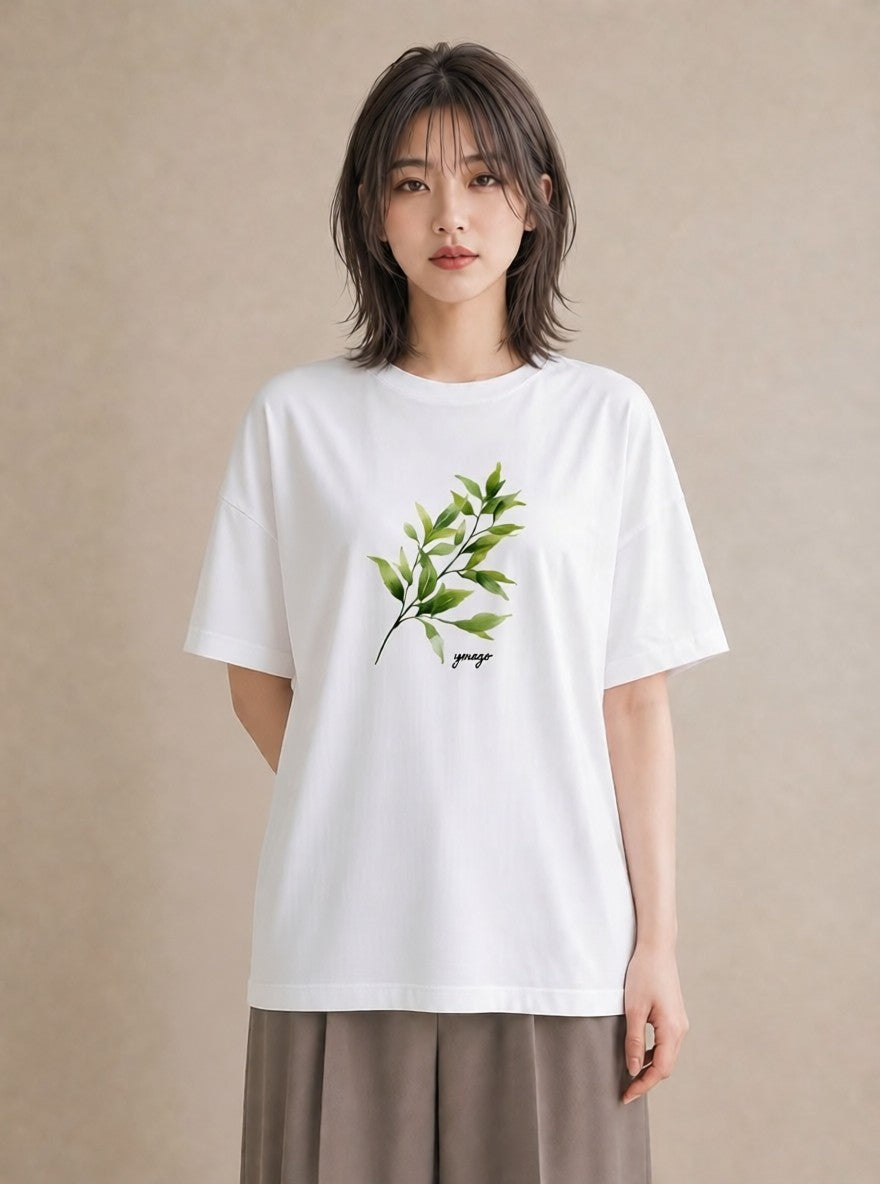 半袖Tシャツ レディース ハーブ 植物 ボタニカル イラスト 抜け感 部屋着 女性向けギフト 白T