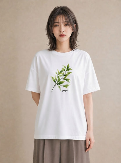 半袖Tシャツ レディース ハーブ 植物 ボタニカル イラスト 抜け感 部屋着 女性向けギフト 白T