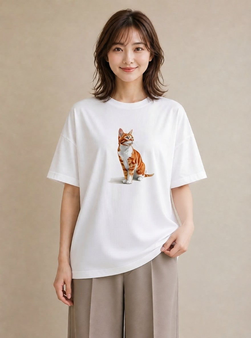 プリントTシャツ レディース 愛猫 猫 ねこ イラスト 手描き風 社会人 女性 白T