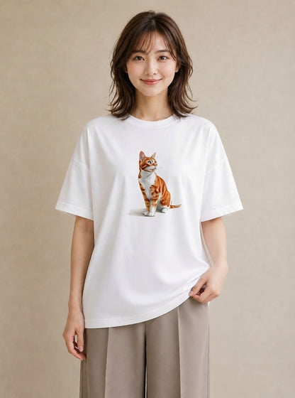 プリントTシャツ レディース 愛猫 猫 ねこ イラスト 手描き風 社会人 女性 白T