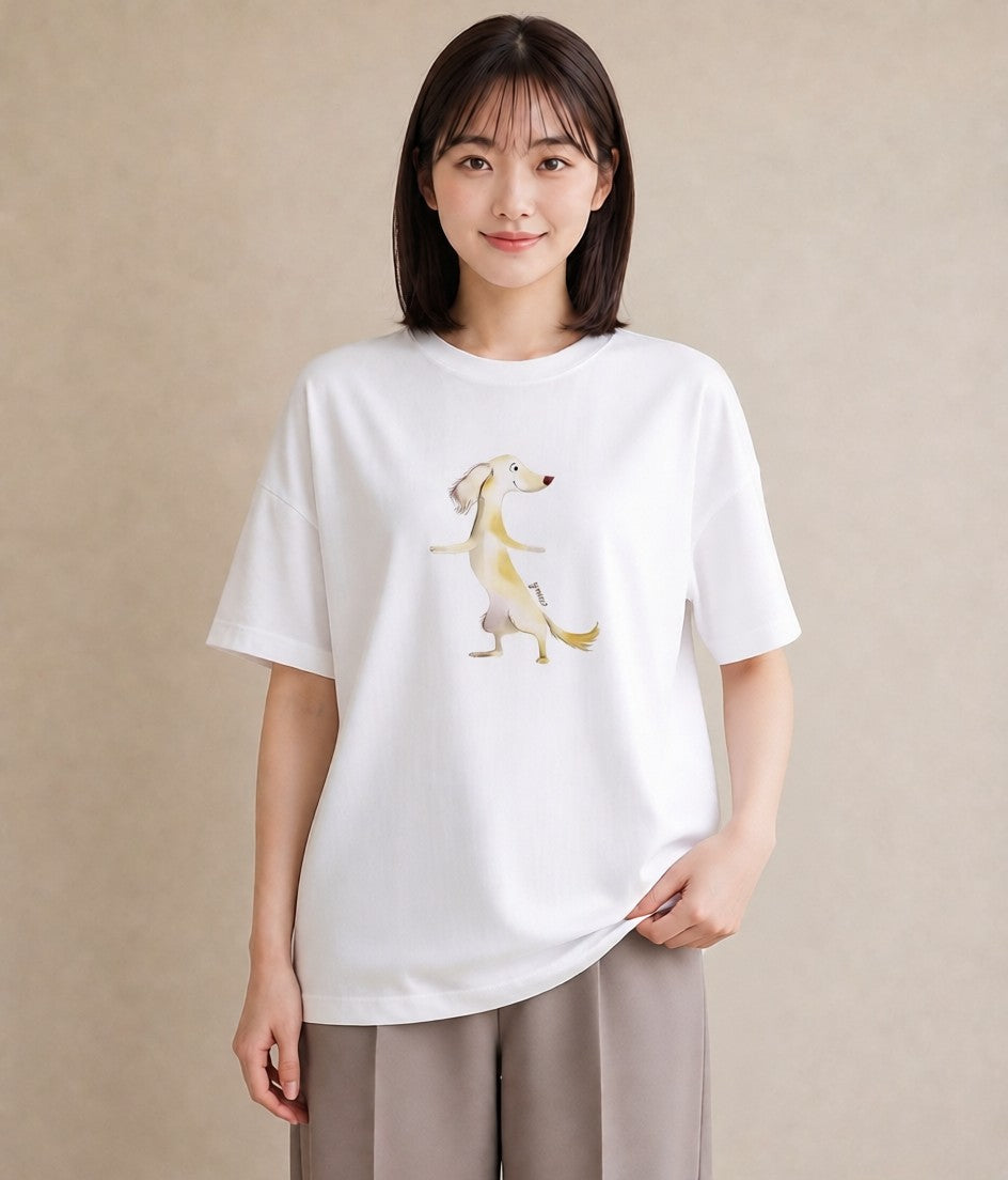 グラフィックTシャツ レディース ミニチュアダックスフンド 犬 いぬ イラスト シック 秋コーデ おしゃれギフト 白T