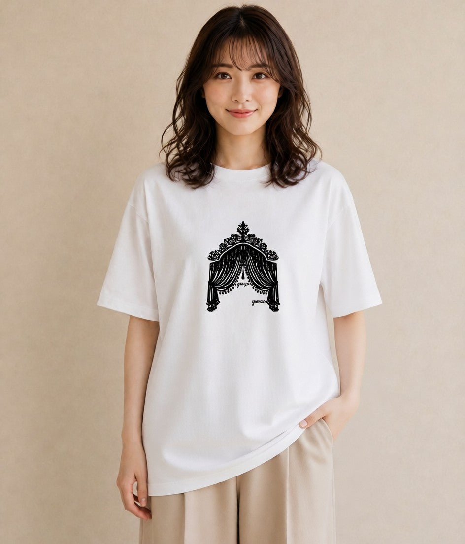半袖Tシャツ レディース 手鏡 アンティーク レトロ ナチュラル イラスト 旅行コーデ 自分用 ルームウェア 白T