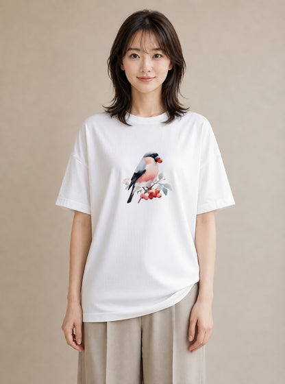 プリントTシャツ レディース シマエナガ しまえなが 動物 アニマル イラスト ミニマル デート 帰省 白T
