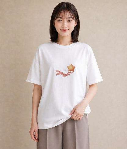 Tシャツ レディース 流れ星 星空 宇宙 イラスト ゆるかわ お揃い 親子 白T