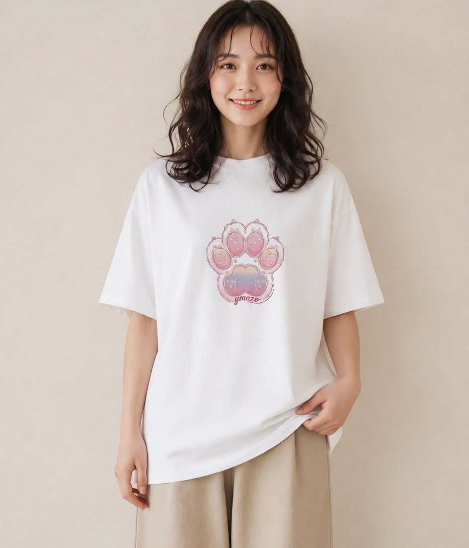 プリントTシャツ レディース 肉球 猫 ねこ イラスト 淡色 姉妹 送別ギフト 白T