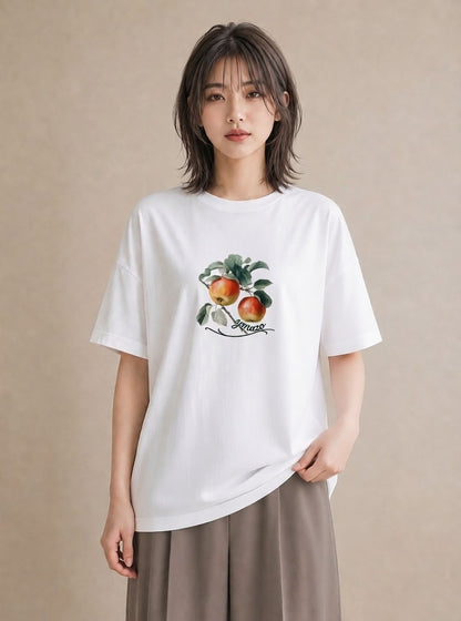 プリントTシャツ レディース もも 食べ物 フード イラスト アート風 母の日 ビーチ 白T