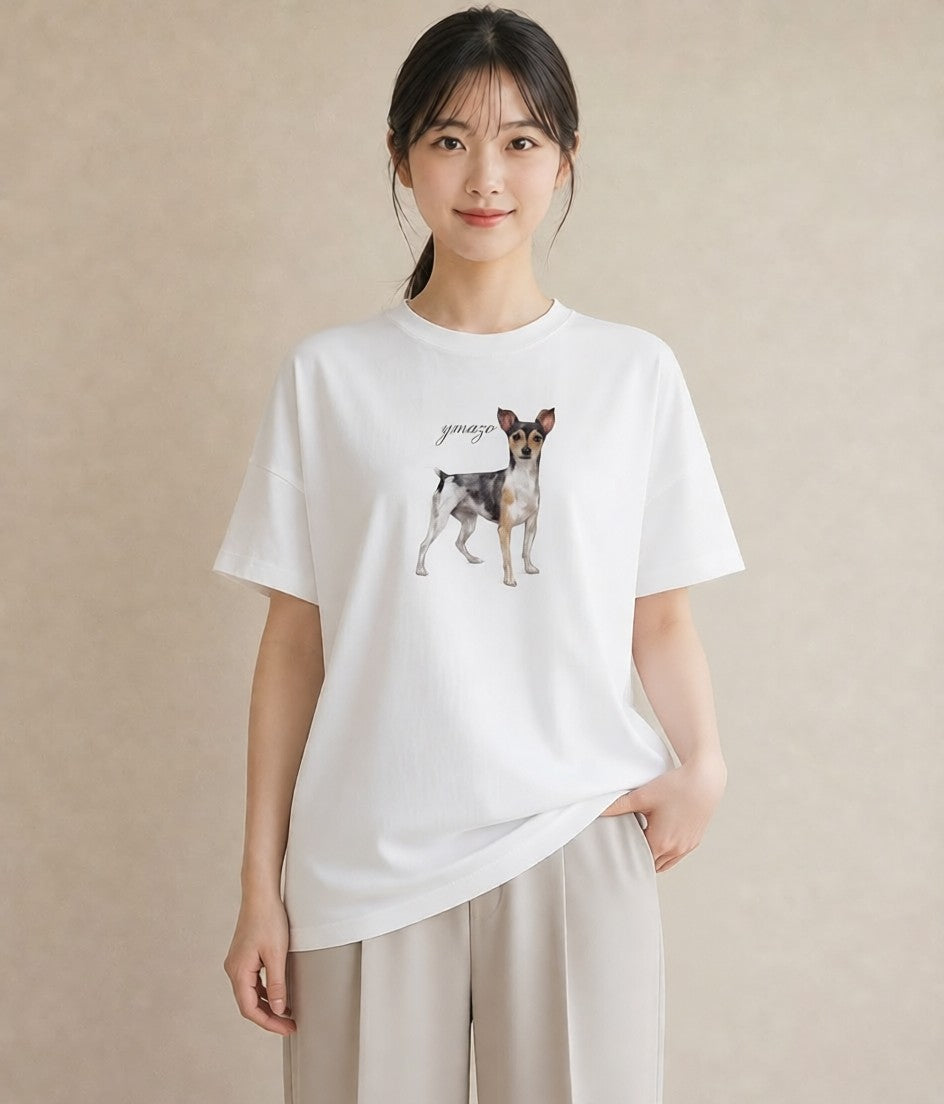 デザインTシャツ レディース ジャックラッセルテリア 犬 いぬ イラスト きれいめ ホワイトデー 春服 白T