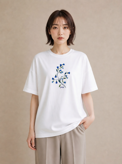 グラフィックTシャツ レディース あさがお 朝顔 花 花柄 イラスト お洒落 お出かけ 普段着 白T