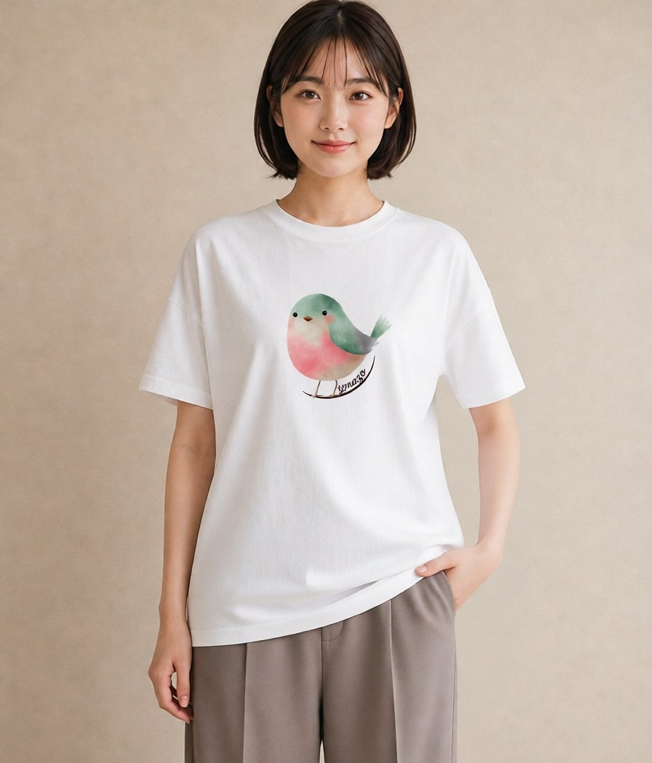 グラフィックTシャツ レディース コザクラインコ ペット 動物 イラスト 休日コーデ 送別ギフト 通勤 白T