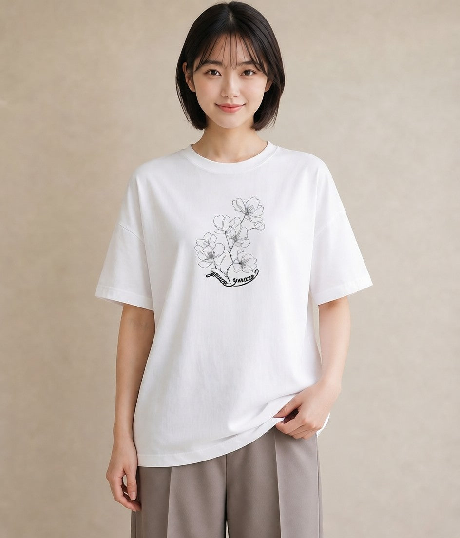 半袖Tシャツ レディース さくら 桜 桜の枝 イラスト ユニーク 公園 ママ 白T