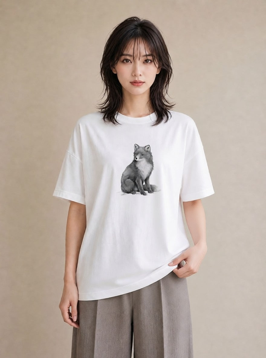 デザインTシャツ レディース たぬき 動物 アニマル イラスト 可愛い 部屋着 女性向けギフト 白T