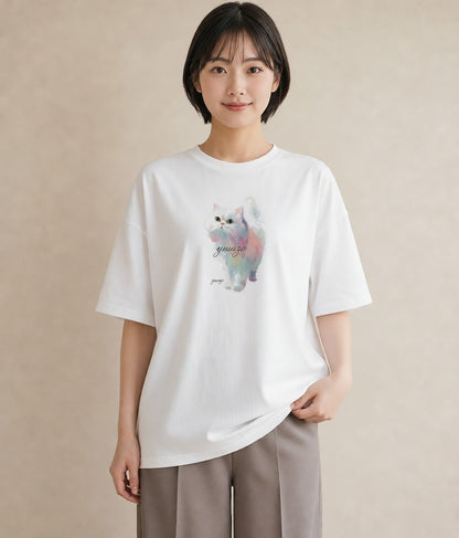 グラフィックTシャツ レディース 猫の手 猫 ねこ イラスト 個性的 ルームウェア ギフト 白T