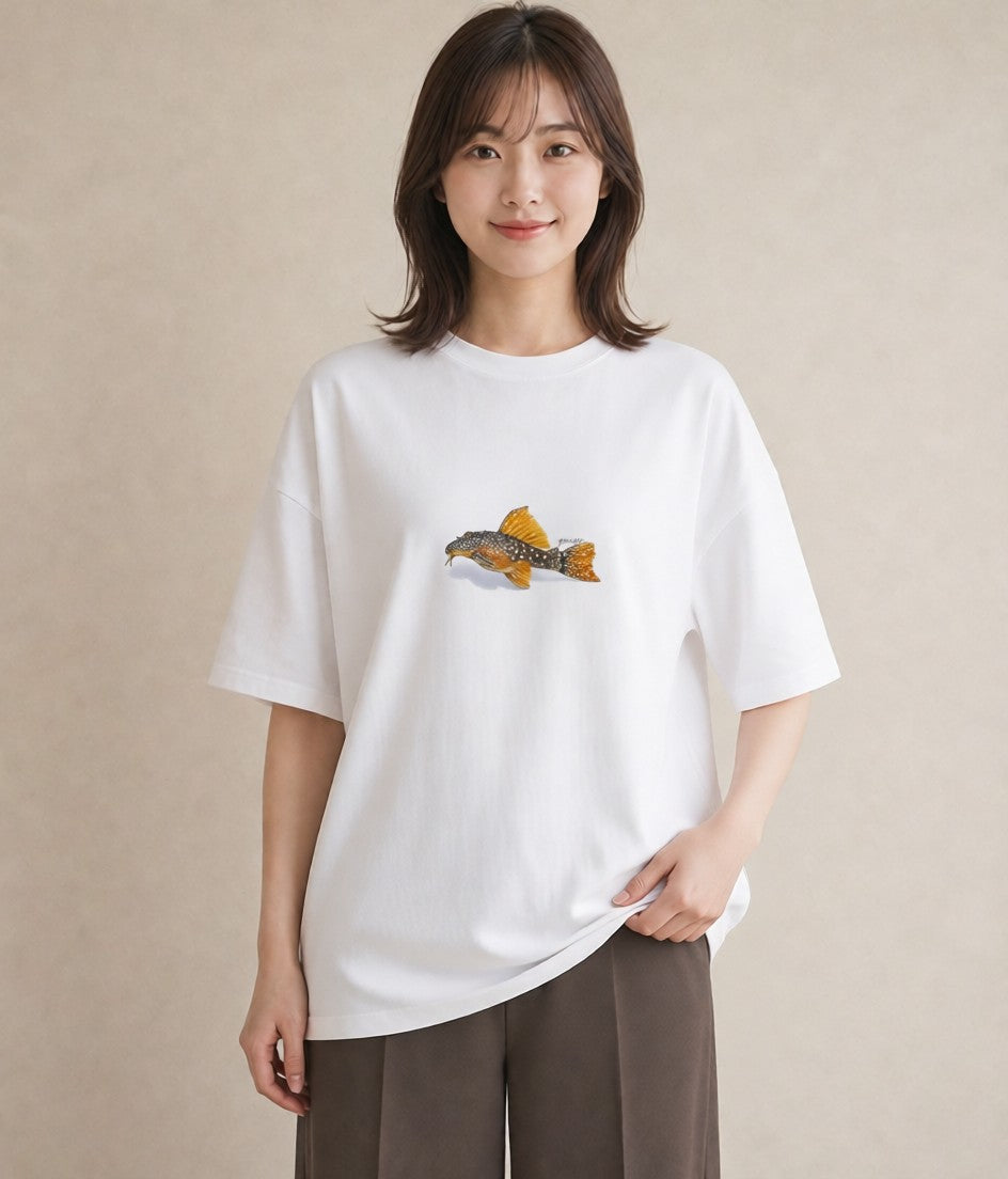 Tシャツ レディース 出目金 ペット 動物 イラスト ナチュラル 休日 ペアコーデ 白T