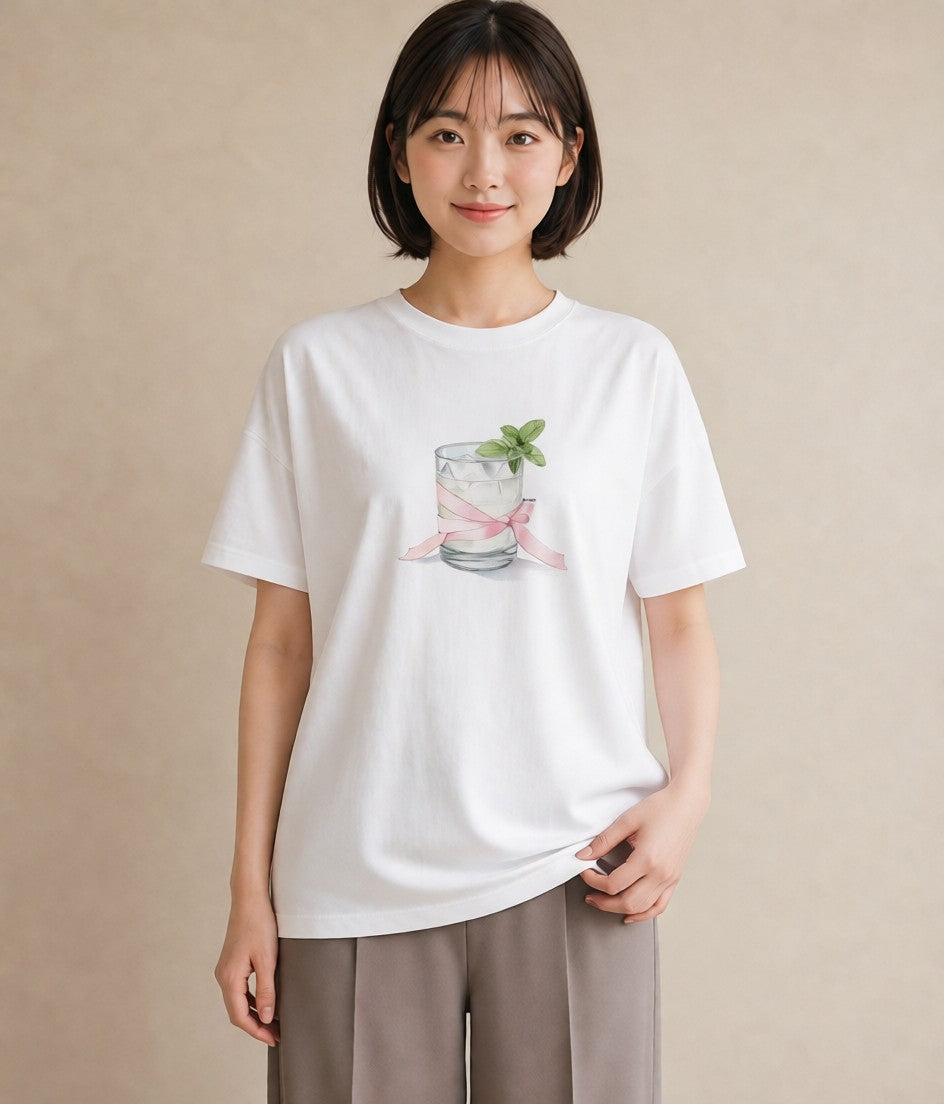 プリントTシャツ レディース クリームソーダ 食べ物 フード イラスト きれいめカジュアル 休日 ペアコーデ 白T