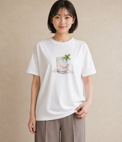 プリントTシャツ レディース クリームソーダ 食べ物 フード イラスト きれいめカジュアル 休日 ペアコーデ 白T