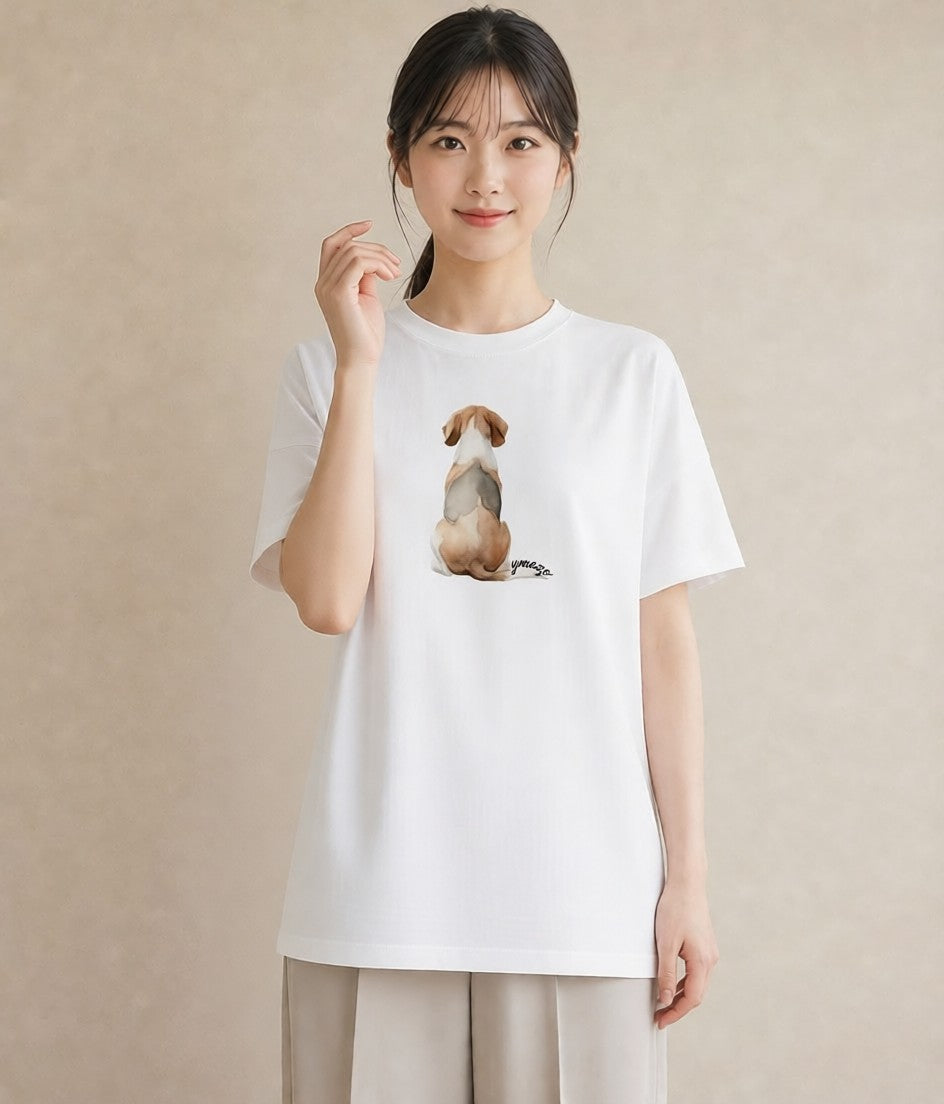 デザインTシャツ レディース ビーグル 犬 いぬ イラスト 休日コーデ 夏コーデ 通学 白T