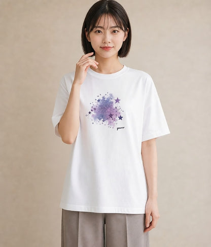 デザインTシャツ レディース 射手座 星空 宇宙 イラスト レトロ 友達ギフト 部屋着 白T
