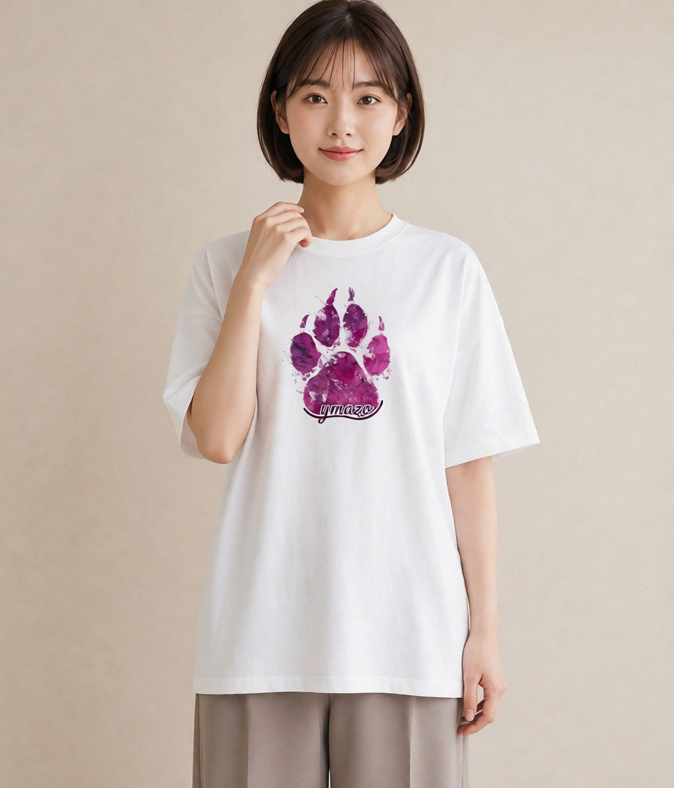 Tシャツ レディース 猫の手 猫 ねこ イラスト 抜け感 女子会 お揃い 白T