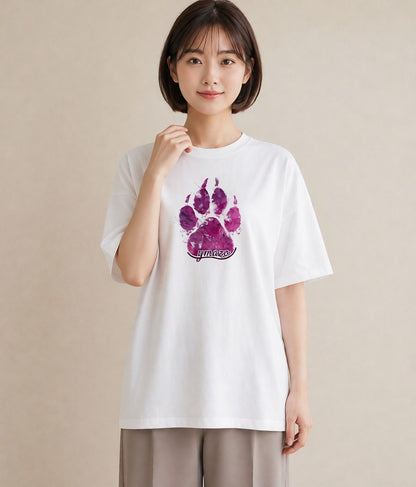Tシャツ レディース 猫の手 猫 ねこ イラスト 抜け感 女子会 お揃い 白T