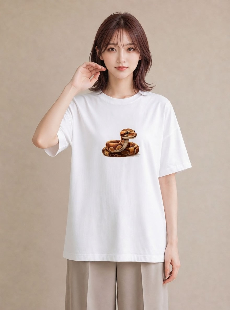 デザインTシャツ レディース レオパ ペット 動物 イラスト レトロ 秋コーデ おしゃれギフト 白T