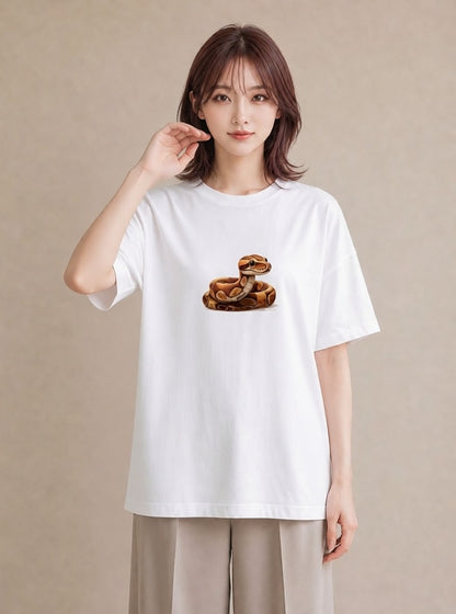 デザインTシャツ レディース レオパ ペット 動物 イラスト レトロ 秋コーデ おしゃれギフト 白T