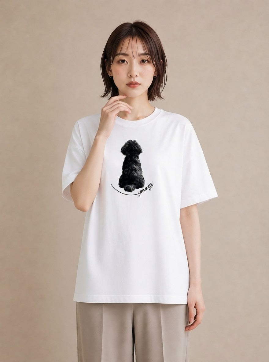 半袖Tシャツ レディース トイプードル プードル 犬 いぬ イラスト 週末コーデ 敬老の日 白T