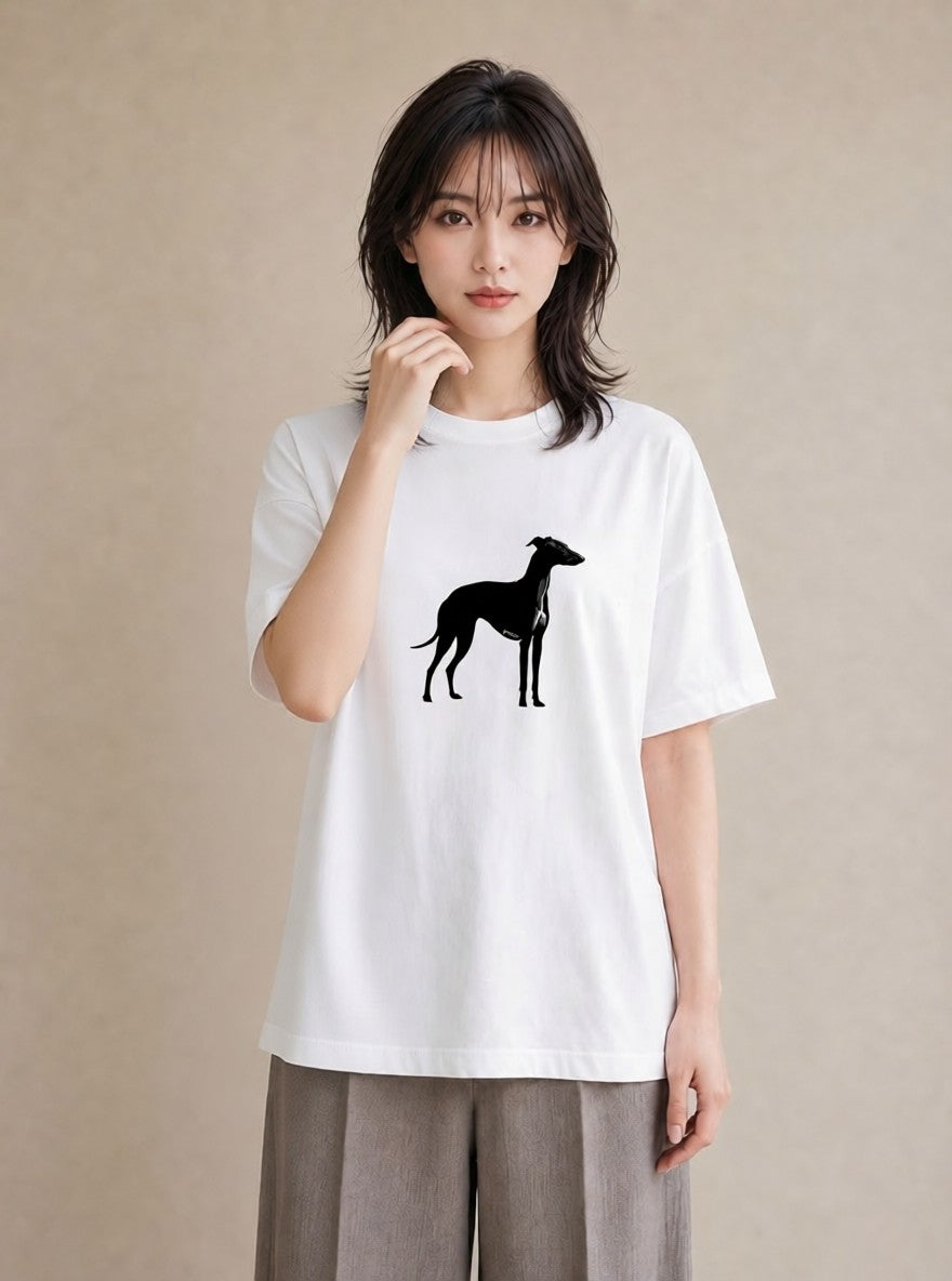 半袖Tシャツ レディース イタリアングレーハウンド 犬 いぬ イラスト アート風 ビーチ デイリーウェア 白T