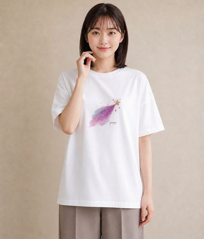 デザインTシャツ レディース 蟹座 星空 宇宙 イラスト 淡色 部屋着 女性向けギフト 白T