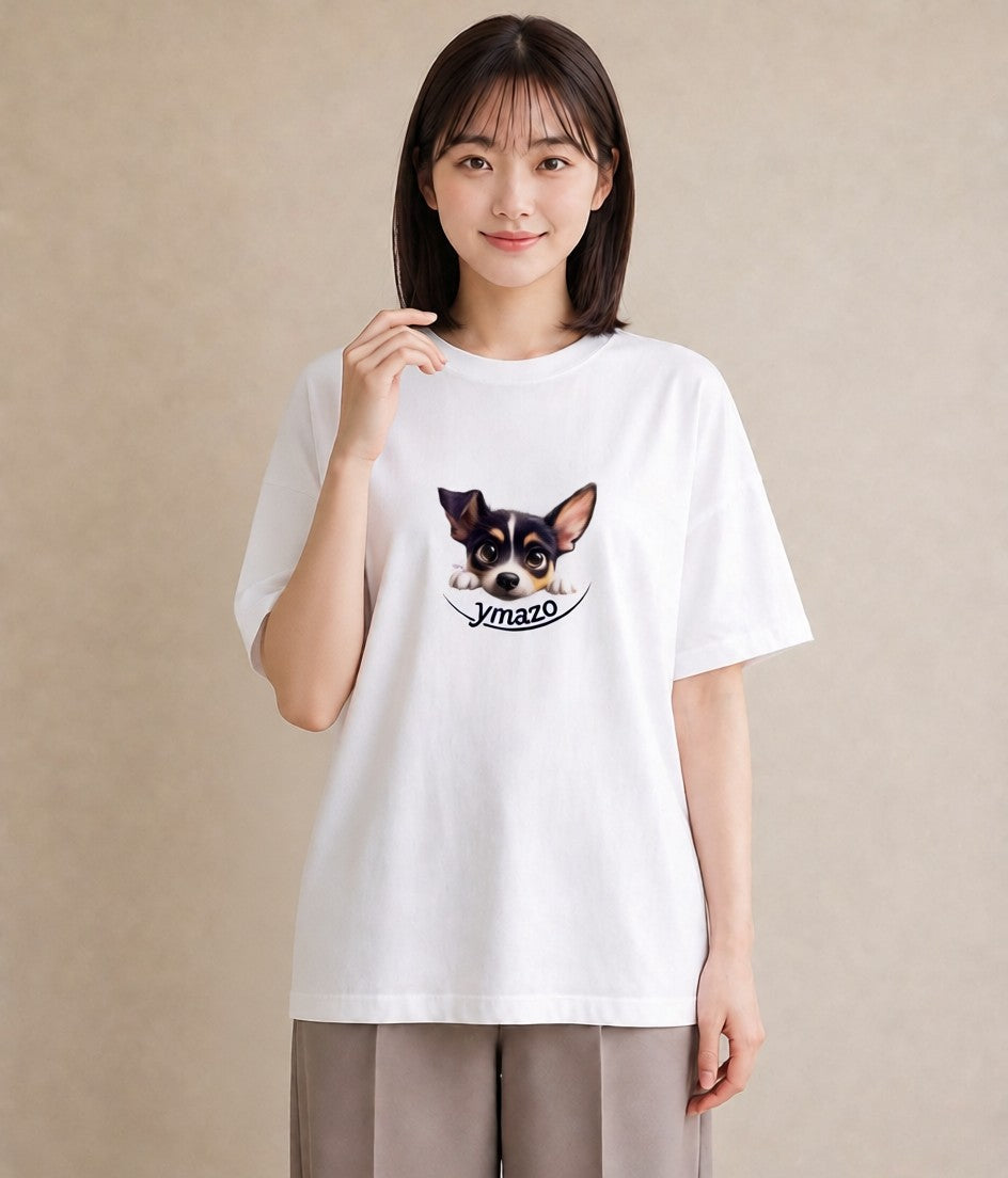 グラフィックTシャツ レディース チワワ 犬 いぬ イラスト モード 買い物 夏コーデ 白T