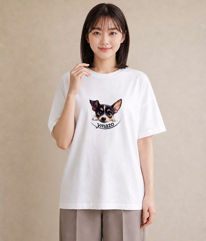グラフィックTシャツ レディース チワワ 犬 いぬ イラスト モード 買い物 夏コーデ 白T