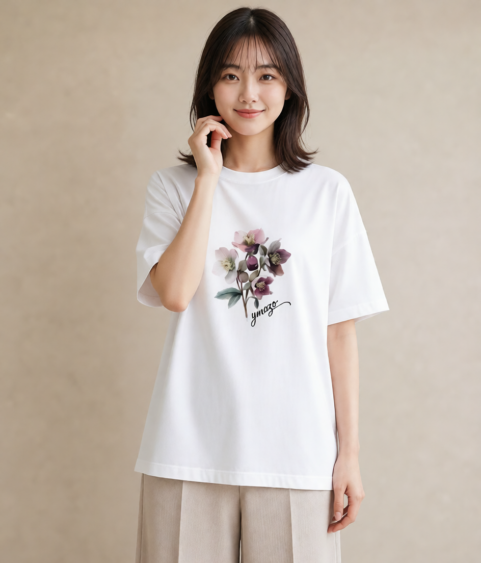 Tシャツ レディース 花 花柄 イラスト カジュアル 女性 旅行用 白T