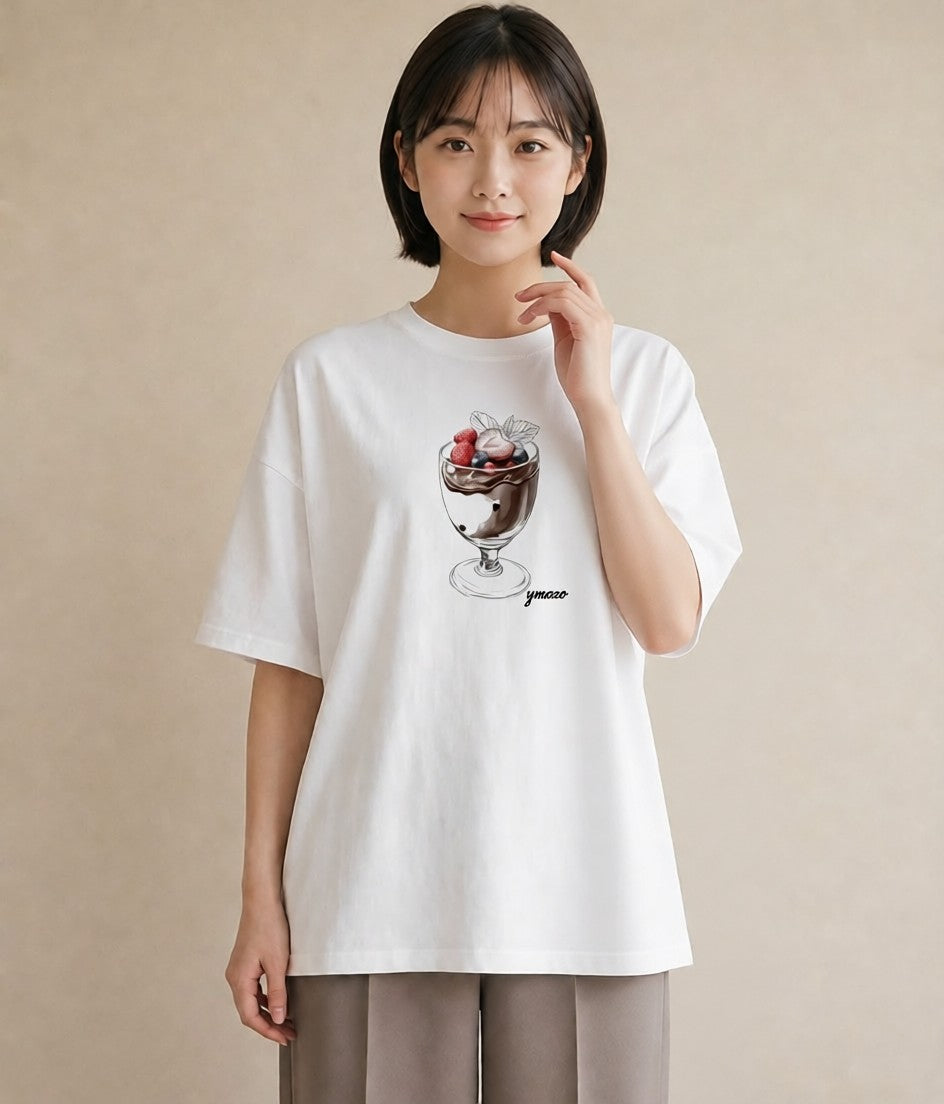 デザインTシャツ レディース あんみつ 食べ物 フード イラスト ニュアンス お出かけ 普段着 白T