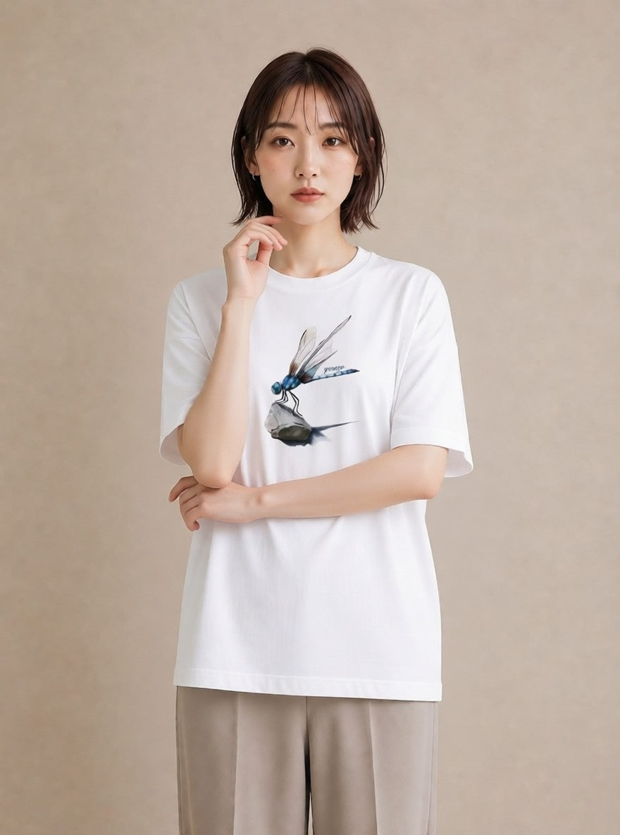 デザインTシャツ レディース とんぼ 昆虫 虫 イラスト 水彩風 女性向けギフト 散歩 白T