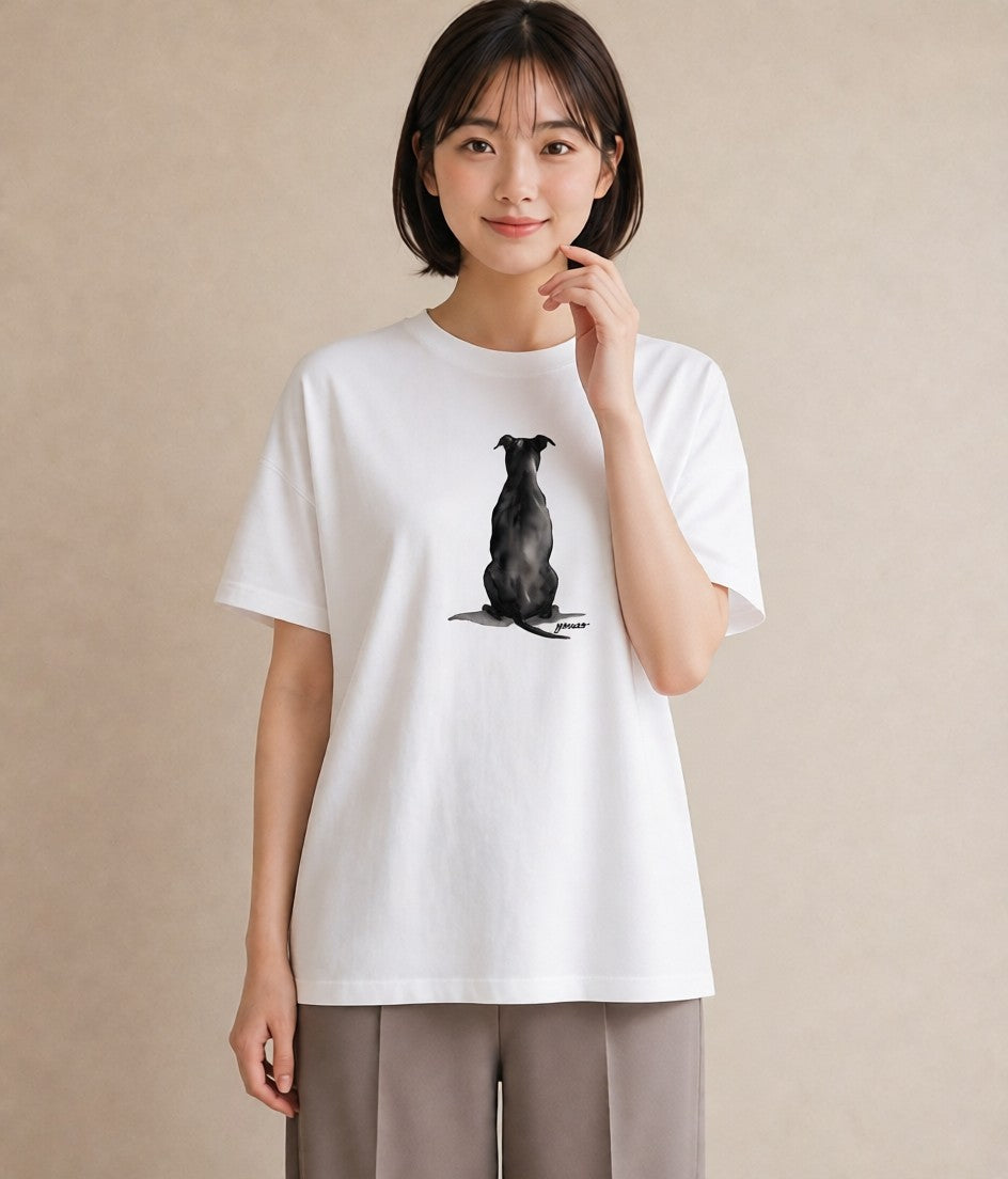 Tシャツ レディース 犬 いぬ イラスト きれいめカジュアル 自分用 ルームウェア 白T