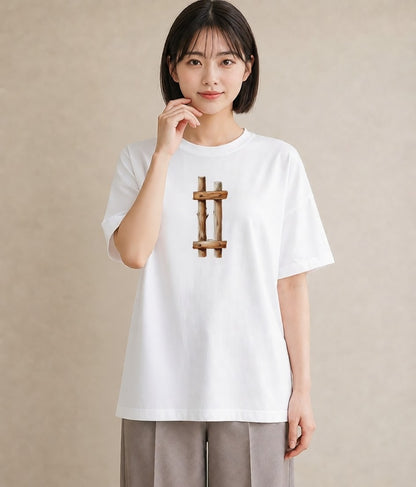 プリントTシャツ レディース 小川 橋 せせらぎ ナチュラル アンティーク イラスト 普段使い 姉妹 送別ギフト 白T
