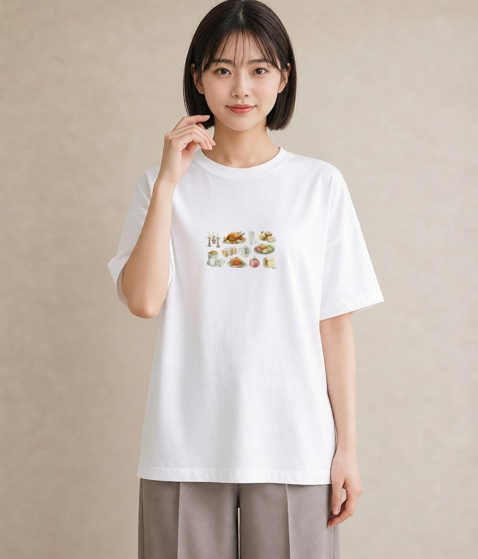 Tシャツ レディース 実り 植物 ボタニカル イラスト 水彩風 公園 ママ 白T