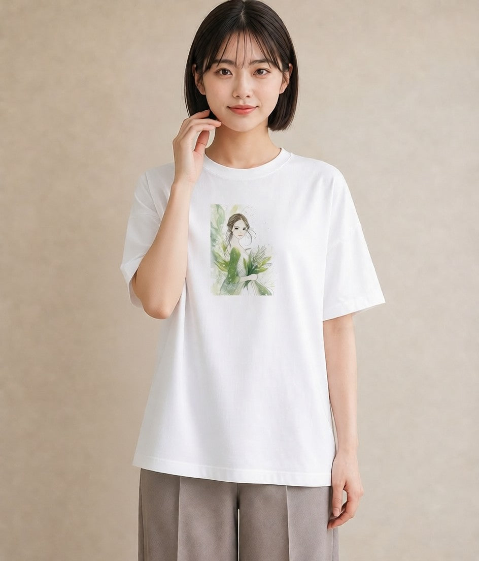 グラフィックTシャツ レディース すずらん 花 花柄 イラスト ゆるコーデ 旅行 母娘コーデ 白T
