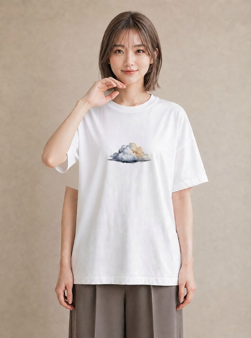 Tシャツ レディース 虹 星空 宇宙 イラスト ミニマル 通勤 在宅 白T