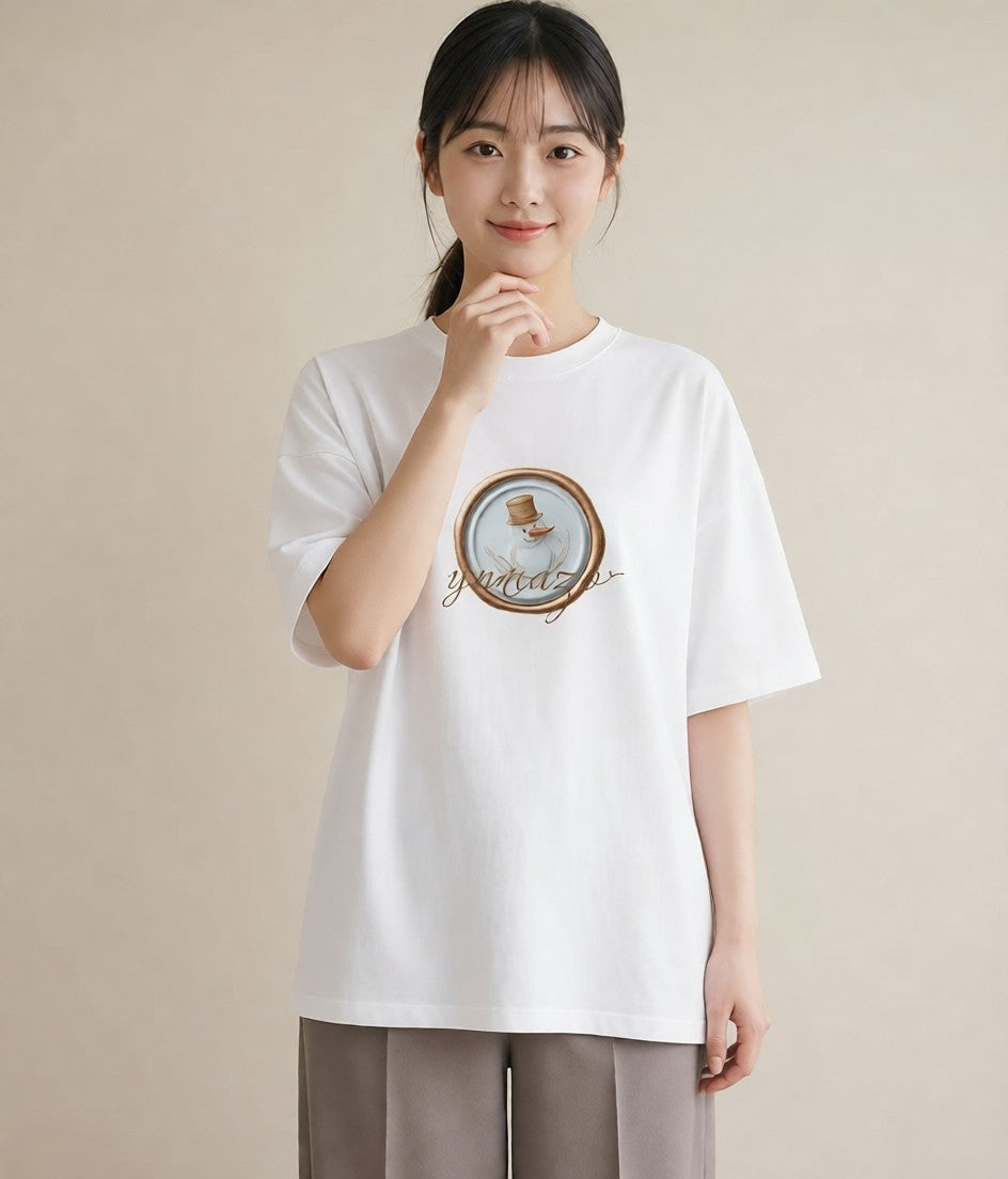 プリントTシャツ レディース 封蝋 手紙 アンティーク ナチュラル イラスト 韓国風 綿100 デート 白T