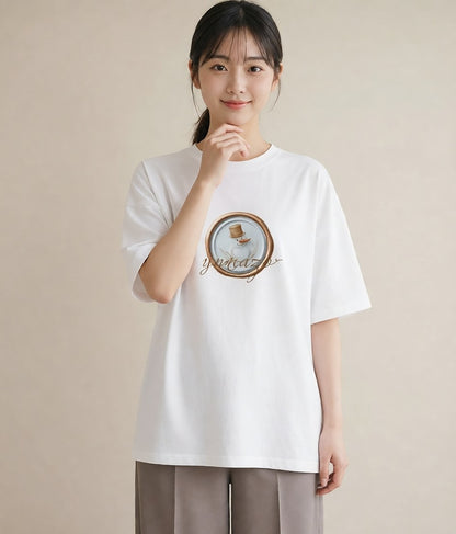 プリントTシャツ レディース 封蝋 手紙 アンティーク ナチュラル イラスト 韓国風 綿100 デート 白T