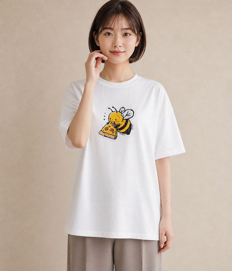 プリントTシャツ レディース みつばち 昆虫 虫 イラスト 水彩風 ホワイトデー 春服 白T