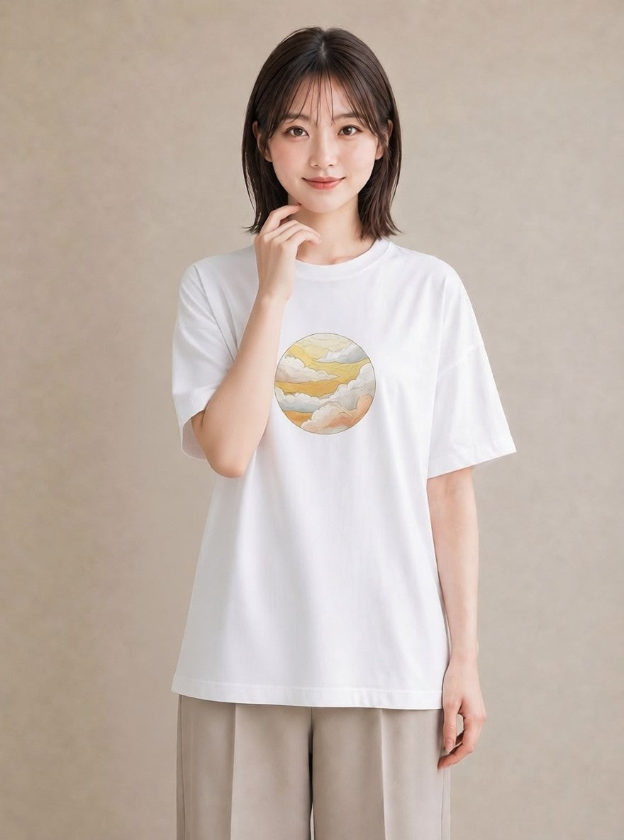 Tシャツ レディース 地球 星空 宇宙 イラスト ラフ 週末コーデ 敬老の日 白T