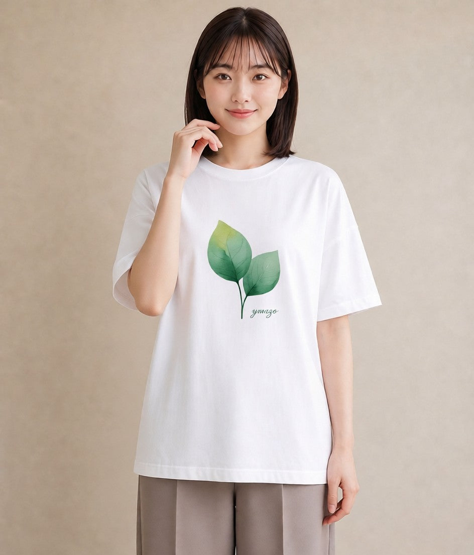 半袖Tシャツ レディース 苔 植物 ボタニカル イラスト ニュアンス 帰省 ラフ 白T