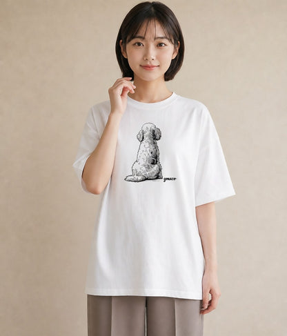 半袖Tシャツ レディース 保護犬 犬 いぬ イラスト アート風 在宅 公園 白T