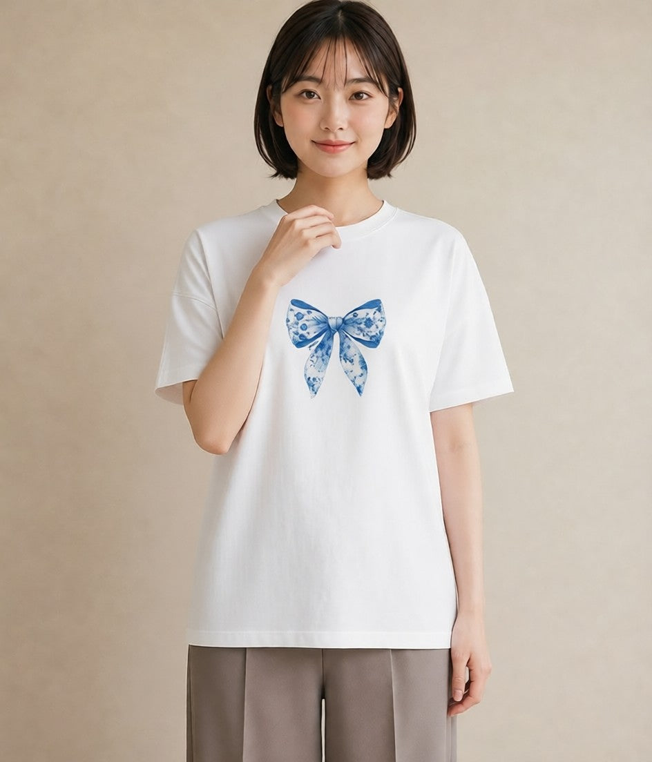 半袖Tシャツ レディース レースハンカチ レース ハンカチ ナチュラル アンティーク イラスト フェミニン 秋コーデ おしゃれギフト 白T