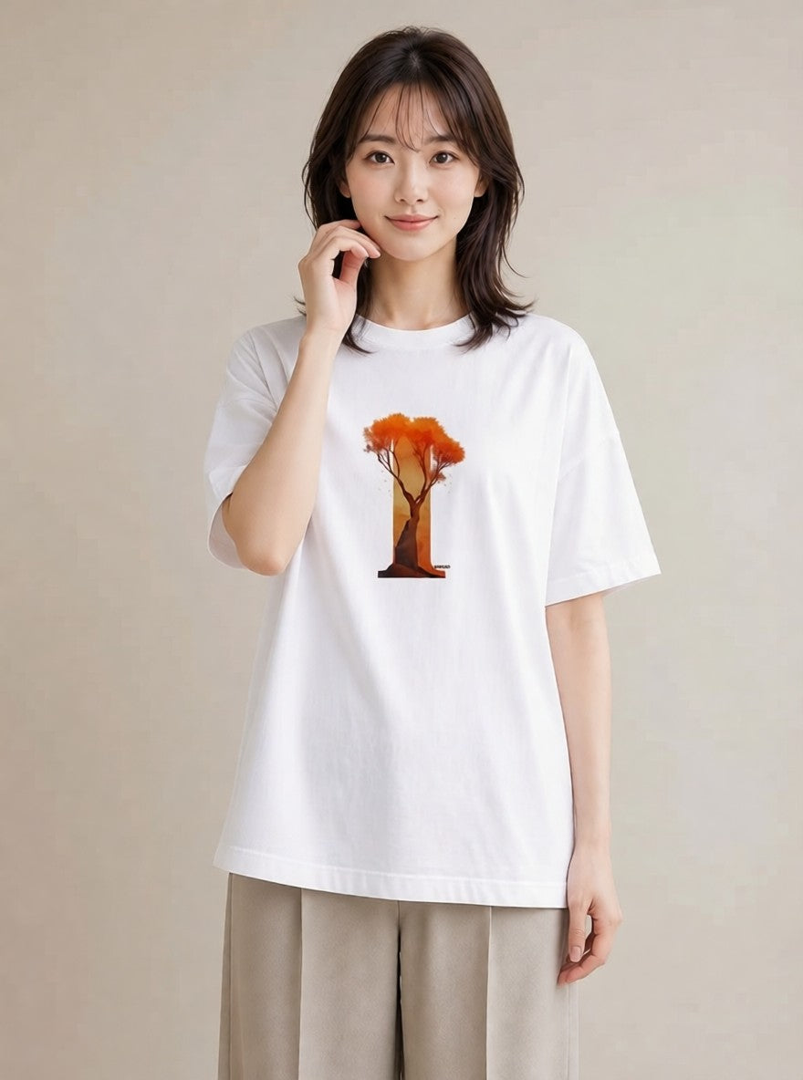 Tシャツ レディース 木 植物 ボタニカル イラスト ポップ カフェ服 クリスマス 白T